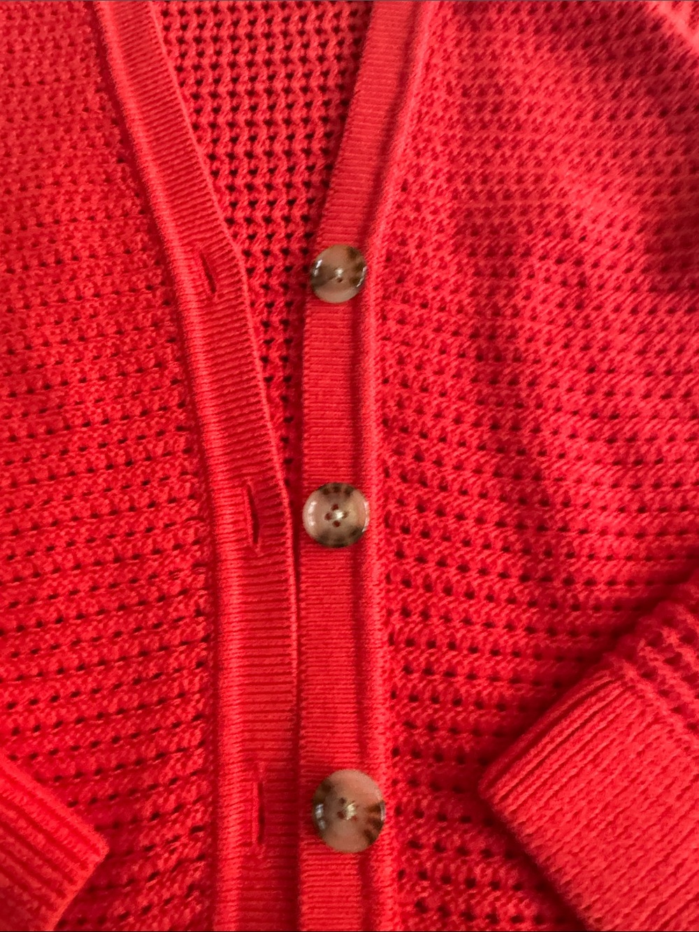 LOFT Red Button-Front Knit Cardigan - Picture 3 of 6